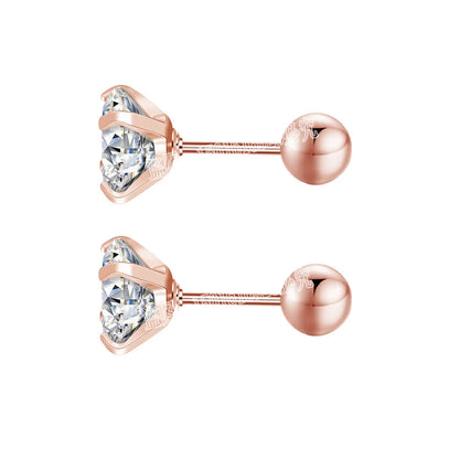Fashion 1pair/2pcs Women Round Crystal Zirconia Stud Earrings New Surgical Steel Luxury Jewelry Clear Rhinestone Unisex Piercing