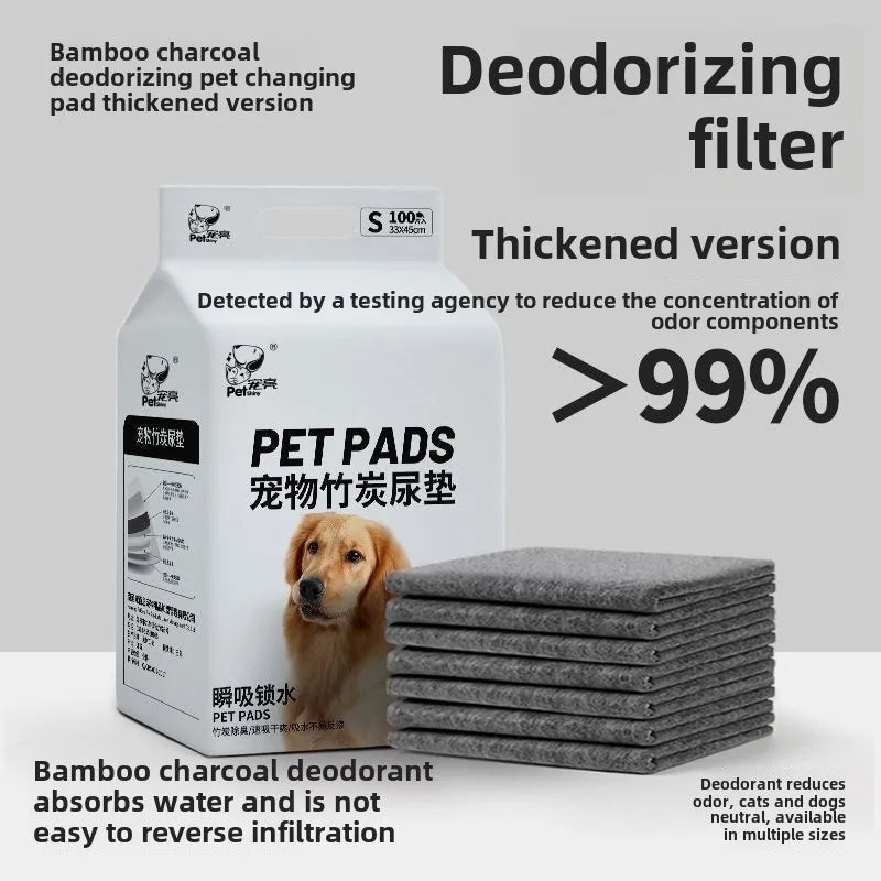 Dog Paper Pee Pad Bamboo Charcoal Thickened Disposable Diaper Pad Water Absorbent Cat Diaper Pet Products Cleaning Accessories