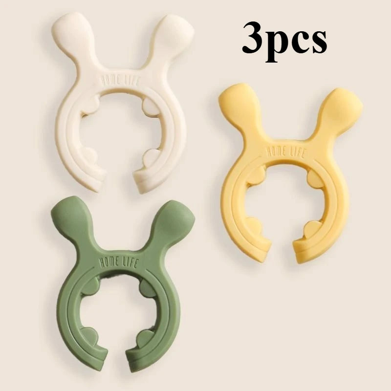 3pcs Heat-Resistant Pot Spatula Stand,Deer Ear Design,Durable Silicone Kitchen Utensil Holder,Easy to Clean,for Large/Small Pots