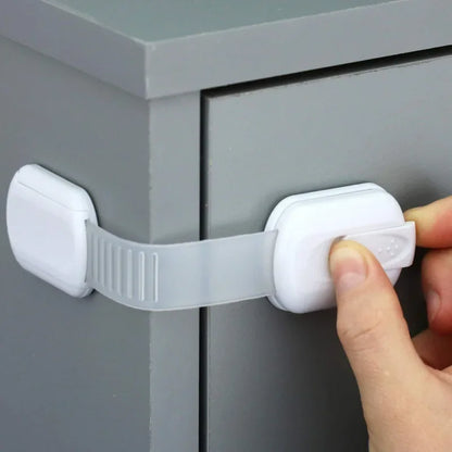 4 Pack Child Safety Strap Locks for Fridge, Cabinets, Drawers, Dishwasher, Toilet, 3M Adhesive No Drilling