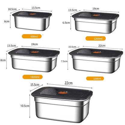 High Quality Stainless Steel Camping Lunch Box Sealed Refrigerator Freezer Storage Box Leak-proof Microwave Suitable Bento Box