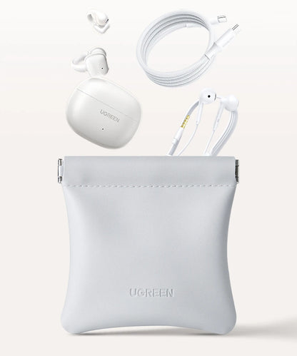 UGREEN Earphone Case Magnetic Leather Bag for Bluetooth Open Ear Clip Wireless Earbuds In-ear Headphones Cable Wired Storage Bag