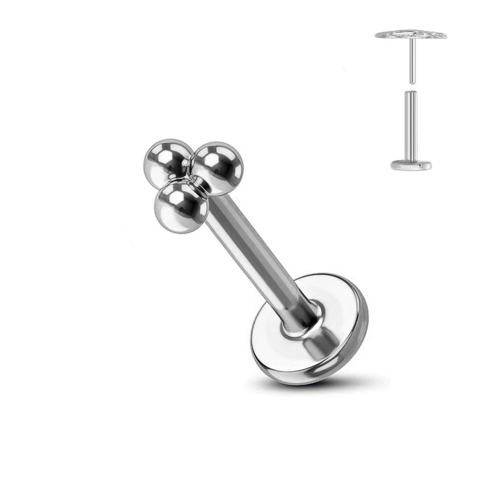 ASTM F136 G23 Titanium Flower Threadless Earring Piercing Petals Leaf Heart Butterfly Pin Daith Conch Push in Labret Stud