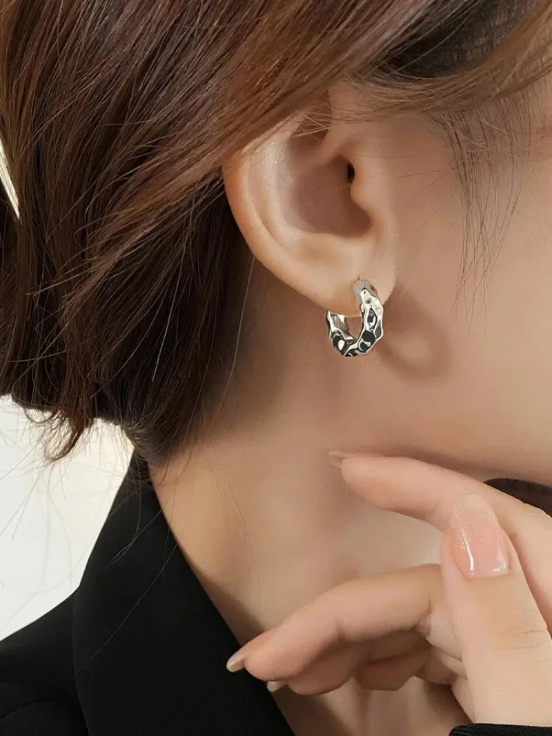 Trendy 925 Sterling Silver Circle Hoop Earrings for Women Real Silver Jewelry Fashion Earrings