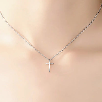 REETI 925 Sterling Silver Cross Korean Simple Temperament Jewelry Female Wild Accessories Pendant Necklace