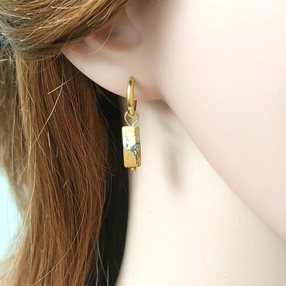 HUIDANG Earrings With Stones Boucles d'oreilles Square Natural Stones Small Hoops Earrings Woman New Trend 2025