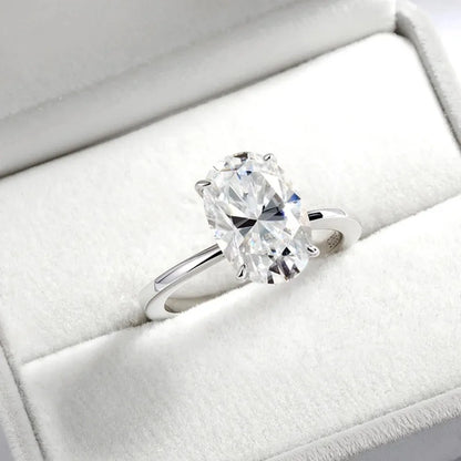 Certified 4.5CT Oval All Moissanite Ring 925 Sterling Silver for Women Sparkling Lab Diamond Engagement Wedding Band Jewelry GRA