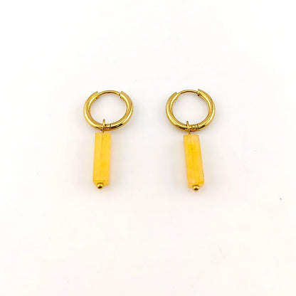 HUIDANG Earrings With Stones Boucles d'oreilles Square Natural Stones Small Hoops Earrings Woman New Trend 2025