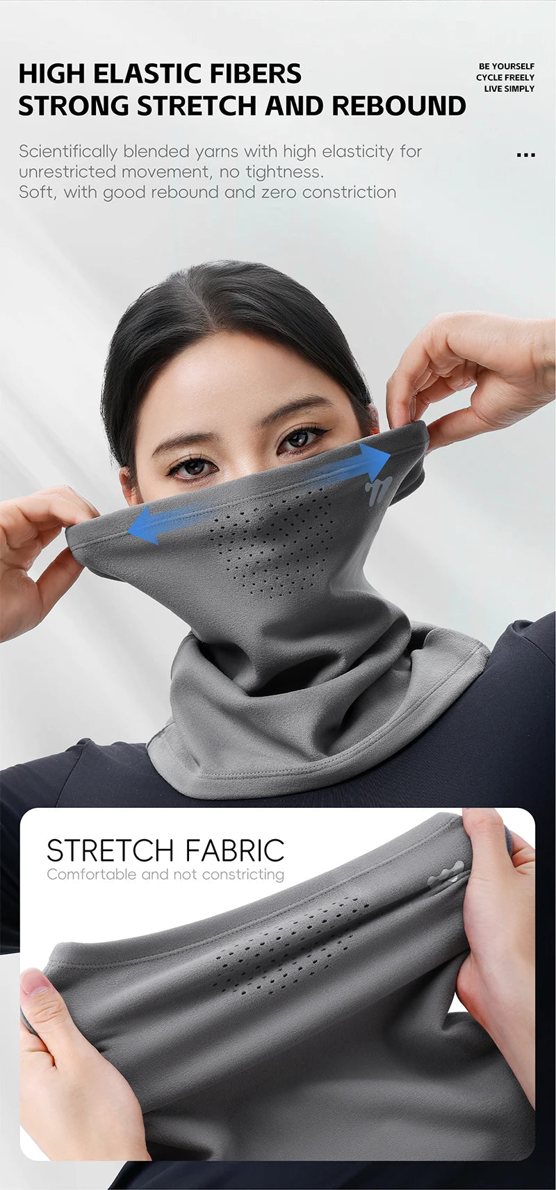WEST BIKING Thermal Cycling Mask Winter Windproof Breathable Ear-hanging Mask Skiing Climbing Scarf Warm Balaclava Sports Gear