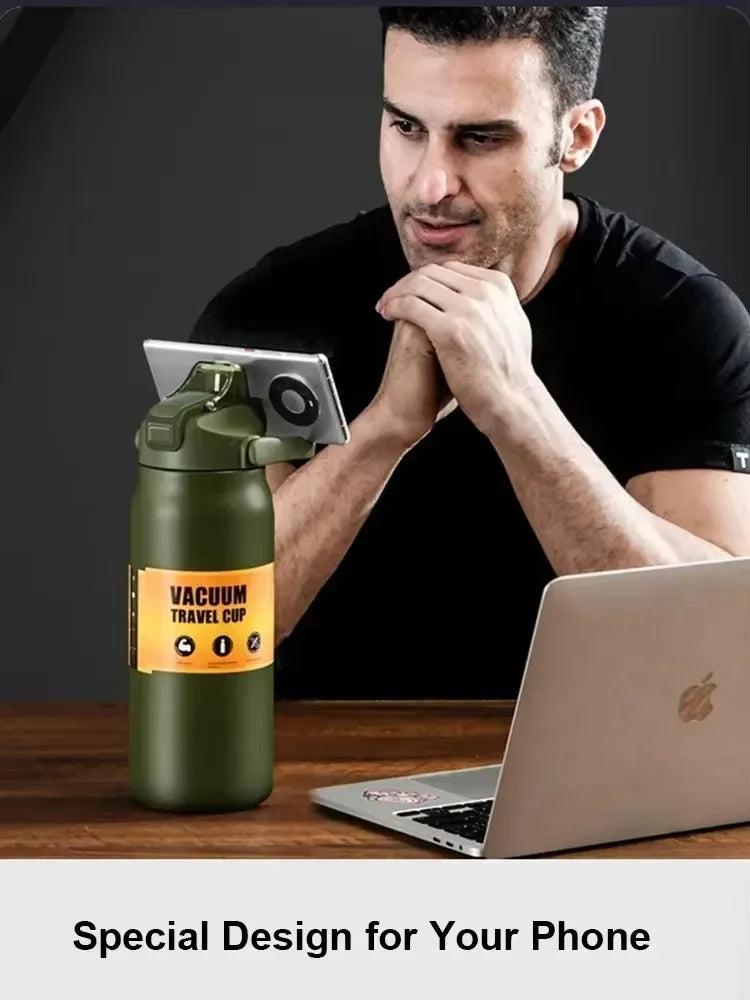 800-1500ML Stainless Steel Thermal Mug Outdoor Thermos Bottle With Straw Portable Tumbler Vacuum Flasks Cold & Hot Water Bottle