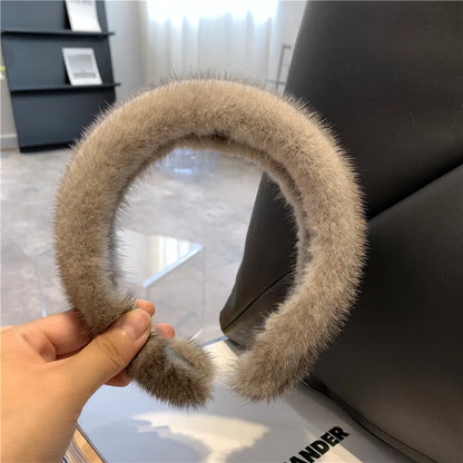 2025 Hot Sale Women Luxury winter 100% Real Mink Fur Headbands High Quality Real Fur Hair Band Lady Fashion Hair Hoop Furry Gift