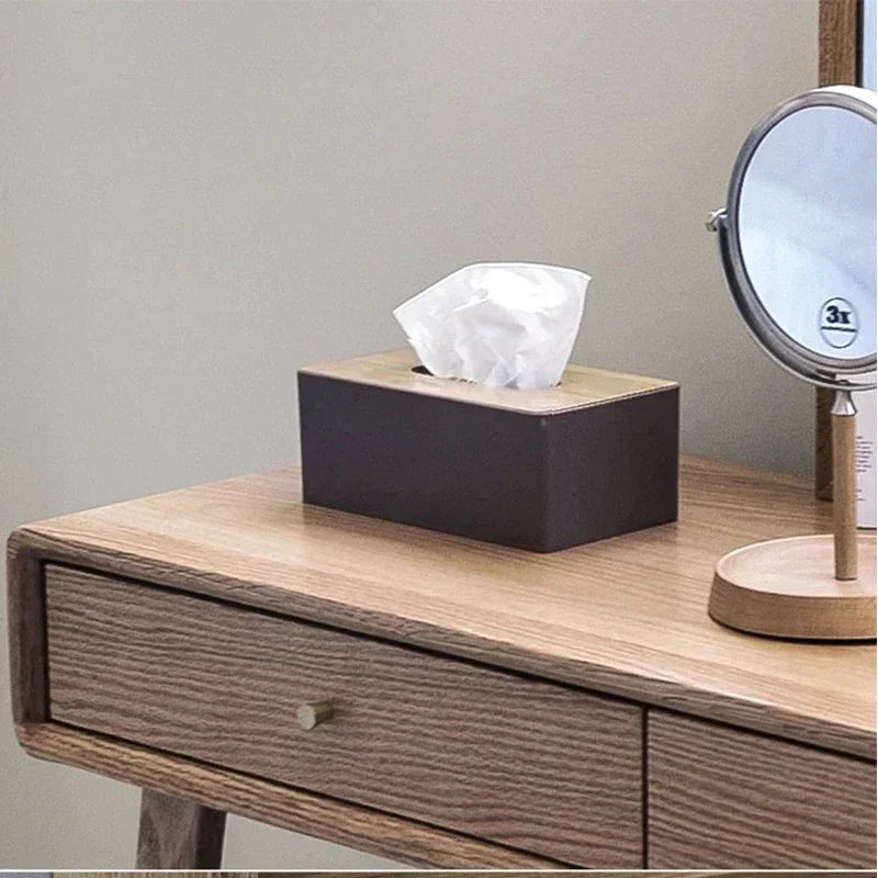 Tissue Box Table Napkin Holder Tissue Case Paper Box Container Bamboo Cover Solid Wood Storage Box Home DesktopTissue Box Holder