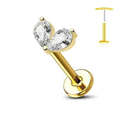 ASTM F136 G23 Titanium Flower Threadless Earring Piercing Petals Leaf Heart Butterfly Pin Daith Conch Push in Labret Stud