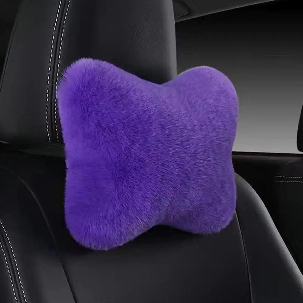 Winter Car Seat Neck Rest Pillow Plush Car Headrest Plush Cushion Warmth And Comfort Universal Lumbar Pillow Support Accessories