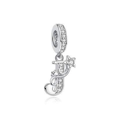 925 Sterling Silver Charms Original Letter Alphabet A-Z Pendant Beads Fit Brand Bracelets Necklaces Diy Jewelry For Women