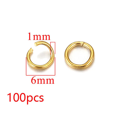 100-200pcs/lot 3/4/5/6/7/8/10mm Stainless Steel Gold Plated Jump Ring Connector for Diy Jewelry Making Accessories Wholesale