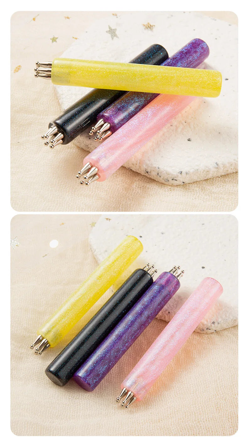 DIY Nail Art 5-Petal Dotting Tool Flower Creator 1.8mm Fine Tip Rhinestone Pickers Glitter Handle Manicure Nail Tools Brushes