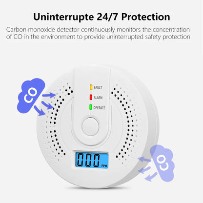 Independent CO Alarm Sensor Carbon Monoxide Alarm Detector High Sensitive Warning LCD Display CO Alarm