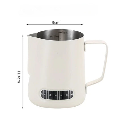 Coffee Milk Frother Jug Temperature Sensing Patch Stainless Steel Accurate Scale Volume Control Advanced Professional CoffeeTool