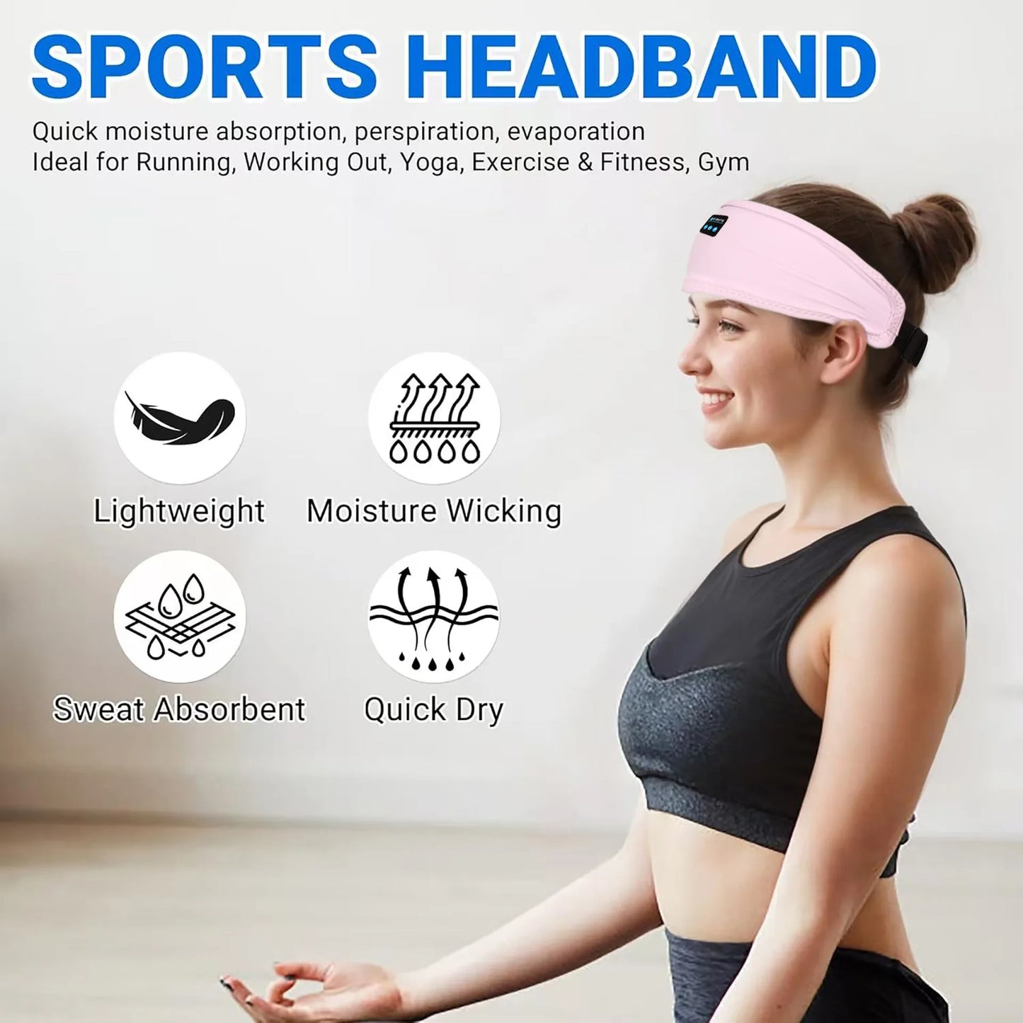HYE Bluetooth Earphones Sports Sleeping Headband Elastic Wireless Headphones Music Eye Mask Wireless Bluetooth Headset Headband