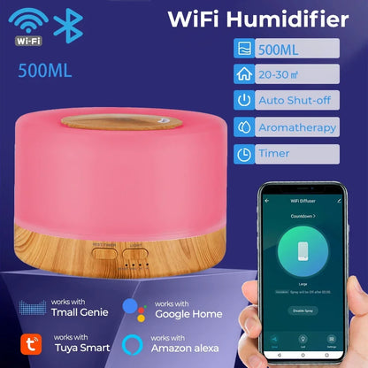 Tuya WiFi Smart Humidifier Essential Oil Diffuser Aromatherapy Ultrasonic Air Humidifiers Aroma Diffuser Work with Google Home