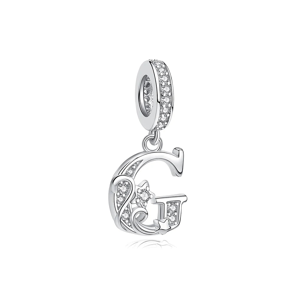 925 Sterling Silver Charms Original Letter Alphabet A-Z Pendant Beads Fit Brand Bracelets Necklaces Diy Jewelry For Women