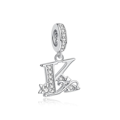 925 Sterling Silver Charms Original Letter Alphabet A-Z Pendant Beads Fit Brand Bracelets Necklaces Diy Jewelry For Women