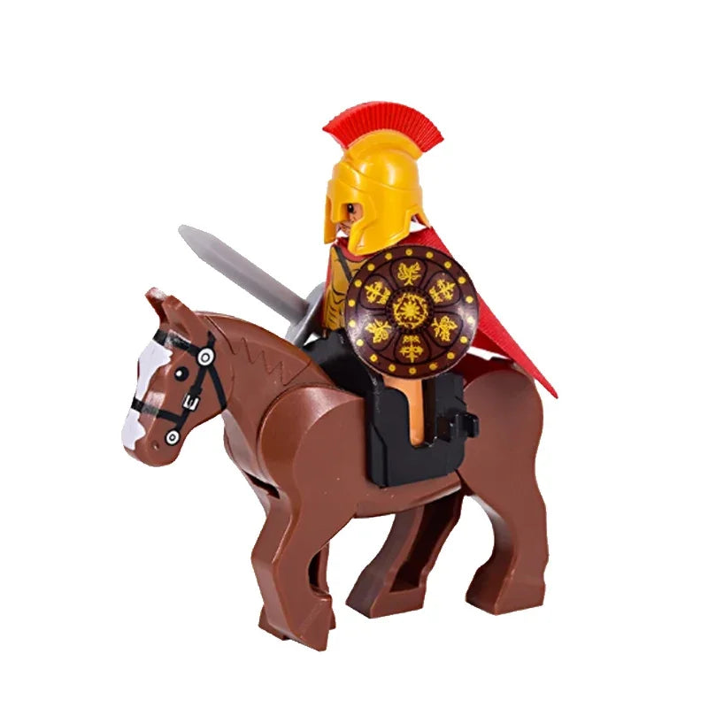Medieval Knight Figure Building Blocks Roman Rohan Temple Soldier Infantry Commander Mount War Horse Wolf Orc Boy Toy Gift S009