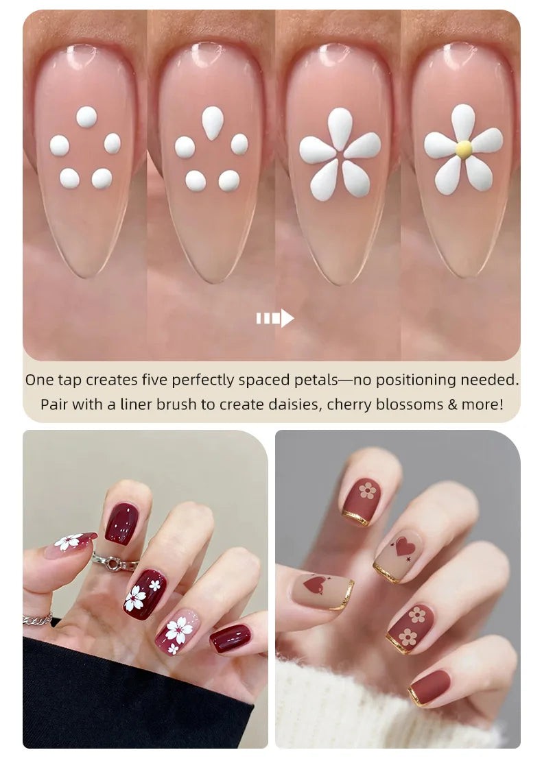 DIY Nail Art 5-Petal Dotting Tool Flower Creator 1.8mm Fine Tip Rhinestone Pickers Glitter Handle Manicure Nail Tools Brushes