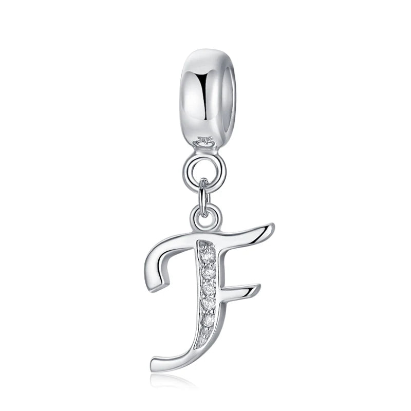 925 Sterling Silver Charms Original Letter Alphabet A-Z Pendant Beads Fit Brand Bracelets Necklaces Diy Jewelry For Women