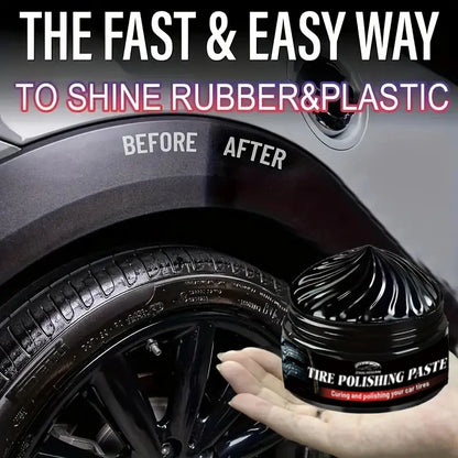 Tire polishing wax, shiny black, restores tire gloss and enhances tire appearance, preventing oxidative cracking and aging