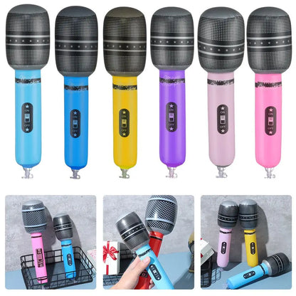 12Pcs Inflatable Microphones Blow Up Inflatable Microphone Props Toys for Musical Concert Themed Party Birthday Toys Decoration