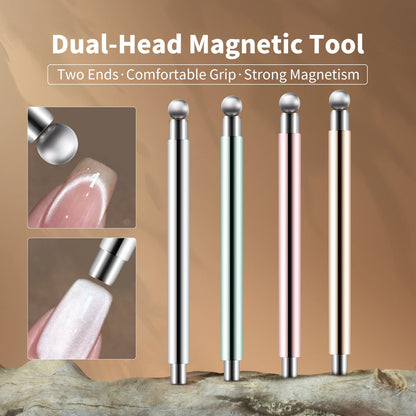 Cat Eye Nail Art Magnetic Tool Cylindrical Stick with Ball Magnet Manicure Accessory for Glass Bead Effects Fits UV Gel Polish