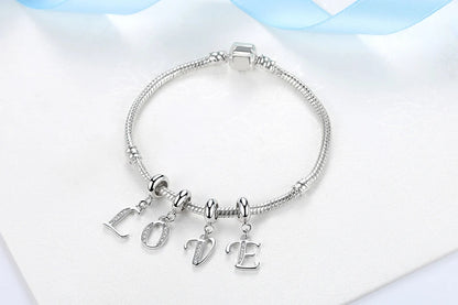 925 Sterling Silver Charms Original Letter Alphabet A-Z Pendant Beads Fit Brand Bracelets Necklaces Diy Jewelry For Women