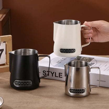 Coffee Milk Frother Jug Temperature Sensing Patch Stainless Steel Accurate Scale Volume Control Advanced Professional CoffeeTool