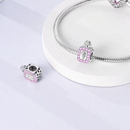 925 Sterling Silver Pink Charms Beads Butterfly Perfume Bottle Crown Heart Shaped Zircon Charms for Women Fine DIY Jewelry Gifts