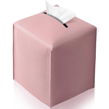 Modern PU Leather Square Tissue Box Cover Holder-Decorative Holder/Organizer for Bathroom Vanity Countertop, Night Stands,Office