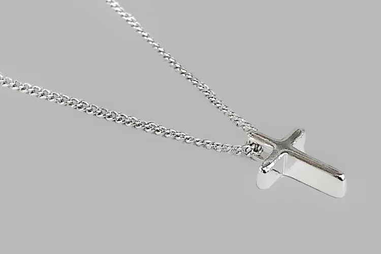 REETI 925 Sterling Silver Cross Korean Simple Temperament Jewelry Female Wild Accessories Pendant Necklace
