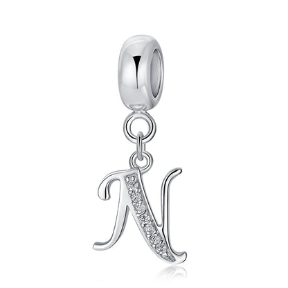 925 Sterling Silver Charms Original Letter Alphabet A-Z Pendant Beads Fit Brand Bracelets Necklaces Diy Jewelry For Women