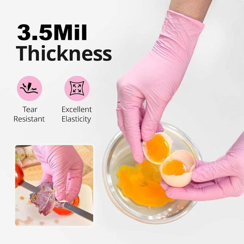 20/50/100PCS Pink Nitrile Disposable Gloves 3.5mil Latex Free Household Cleaning Gloves for Food Pre Tattoo Beauty Esthetician