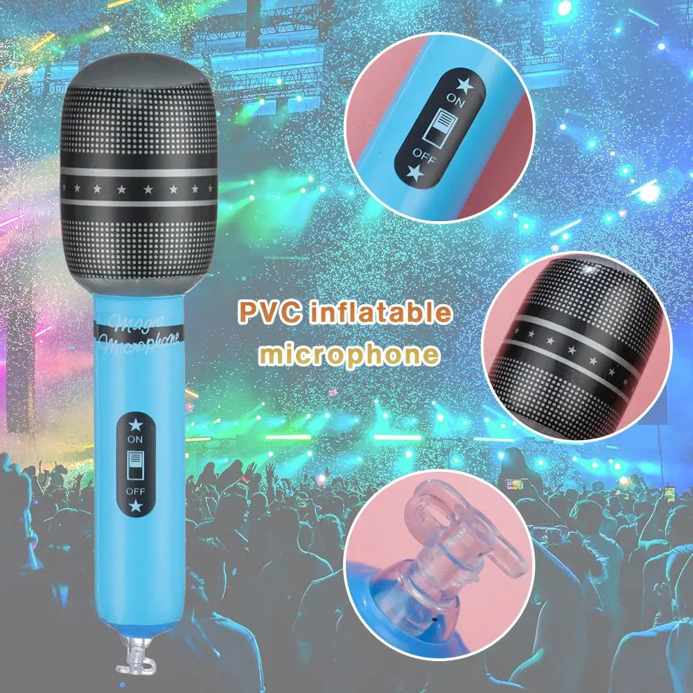 12Pcs Inflatable Microphones Blow Up Inflatable Microphone Props Toys for Musical Concert Themed Party Birthday Toys Decoration