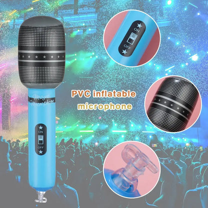 12Pcs Inflatable Microphones Blow Up Inflatable Microphone Props Toys for Musical Concert Themed Party Birthday Toys Decoration