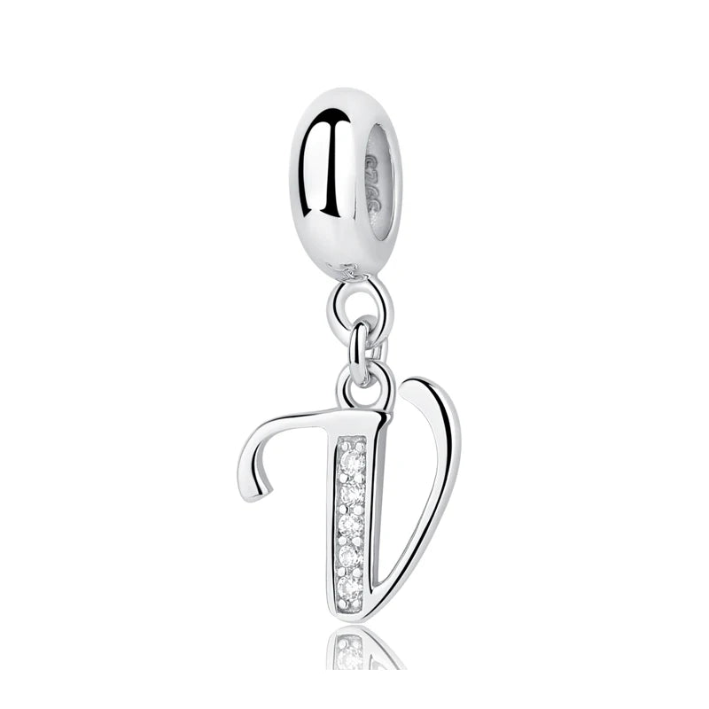 925 Sterling Silver Charms Original Letter Alphabet A-Z Pendant Beads Fit Brand Bracelets Necklaces Diy Jewelry For Women