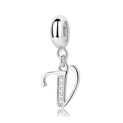 925 Sterling Silver Charms Original Letter Alphabet A-Z Pendant Beads Fit Brand Bracelets Necklaces Diy Jewelry For Women