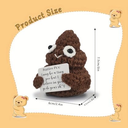 1pc Creative Plush Desktop Decoration Ornaments, Mini Handmade Crocheted Gifts, Emotional Support Positive Cards, Birthday Party, Graduation Gifts, Encouragement For Friends
