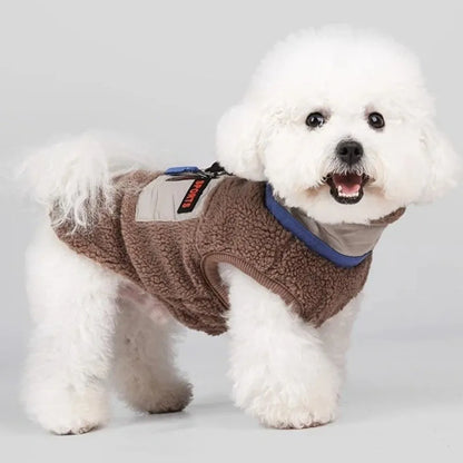 Cute Warm Dog Vest Thickened Sherpa Lined Teddy Schnauzer Clothes with Zipper Puppy Vest Dog Apparel