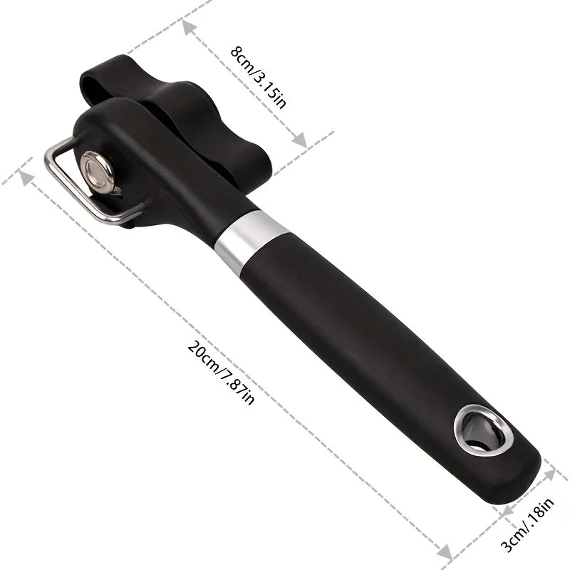 Effortless Stainless Steel Can Opener – Easy-Grip, Multi-Use, No Electricity, Safe & Portable