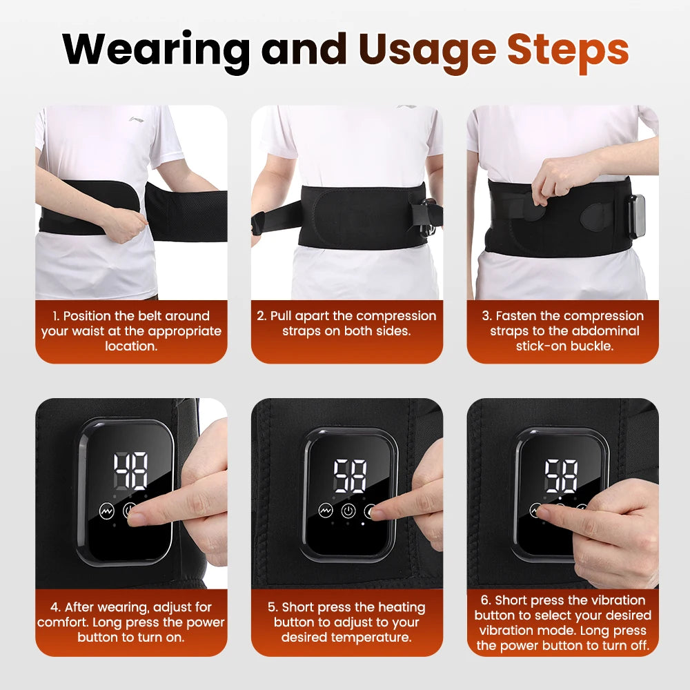 New Heating Waist Massager Belts Vibration Hot Compress Brace Belt Back Lumbar Fatigue Relax Massage Machine Heated Pad Electric
