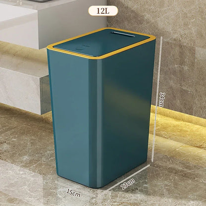 10/12L Slim Trash Can Nordic Covered Waterproof Large Capacity Dustbin One-Touch Lid for Bathroom Kitchen Living Room Bedroom