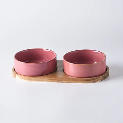 Cat Bowl Cat Food Bowl Ceramic Pet Food Water Feeder Small and Medium-sized Dogs Protection Spine Protection Rollover Prevention